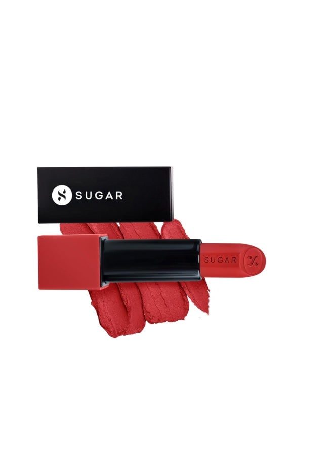 SUGAR Cosmetics Glide Peptide Serum Lipstick with Hyaluronic Acid & Vitamin E | Velvet Matte Finish | Long Lasting & Pigmented | 1 Swipe Full Coverage | 4.2gm - 04 Cairo Crimson - Image 3